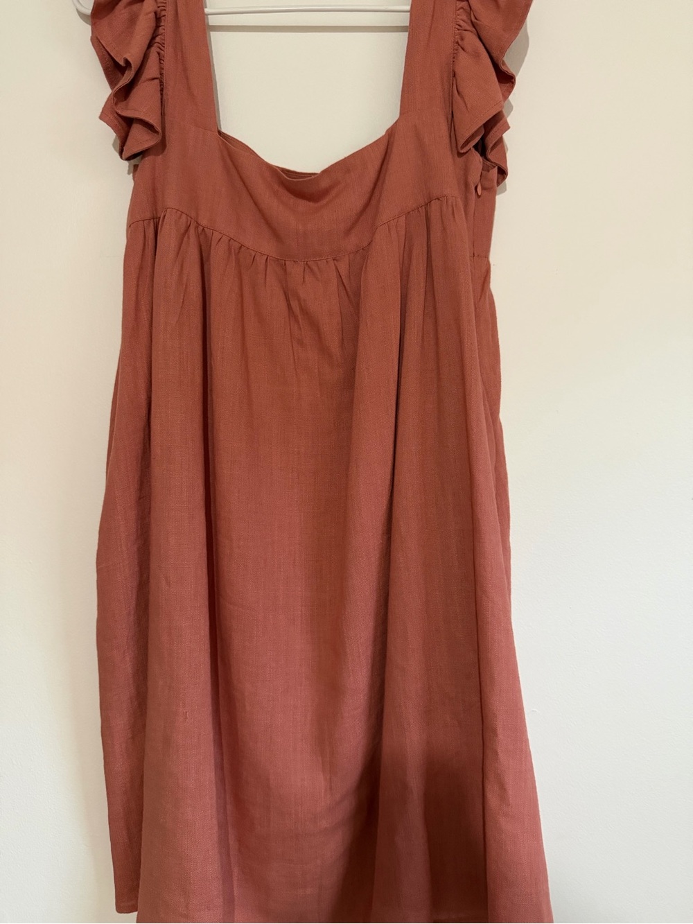 Women's Rust-Red Ruffle Strap Midi Skirt Dress